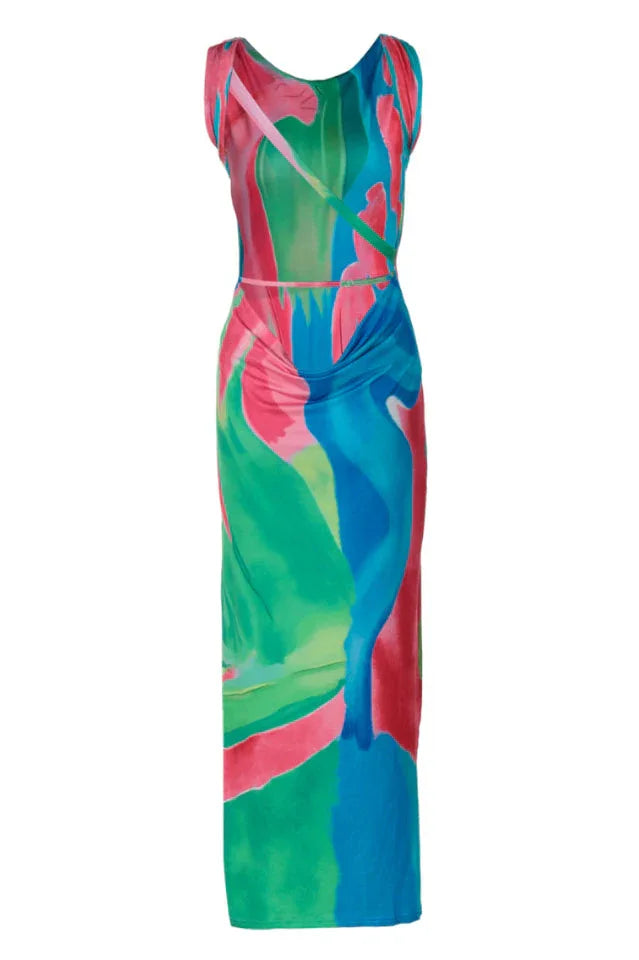 Abstract print maxi dress - View 19 | WEUXS
