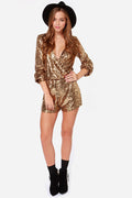 Deep V Sequin Shining Romper | Dress In Beauty