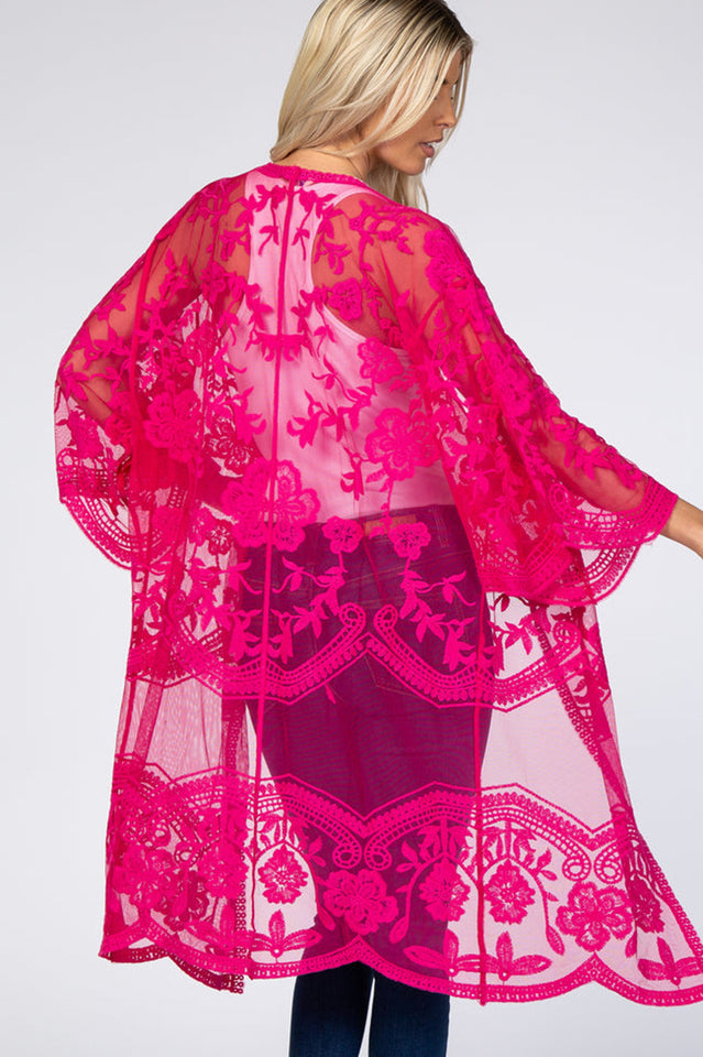 Hollow Out Lace Kimono Cover Up | Dress In Beauty