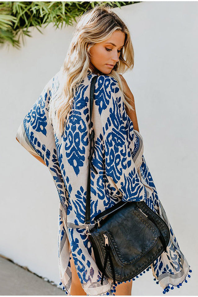Seaside Resort Cardigan Printed Pompom Kimono | Dress In Beauty