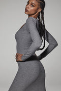 Ribbed Long Sleeve Square Neck Dress | Dress In Beauty