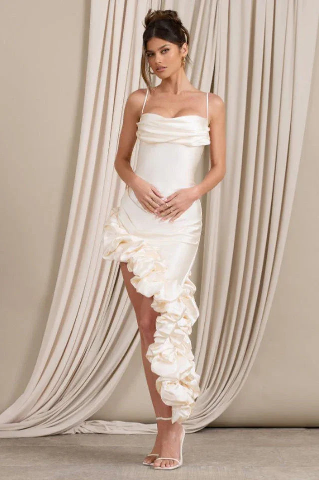 Asymmetric Ruffle Midi Dress Secondary image