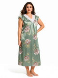 Women's Floral Print V-Neck Midi Nightgown