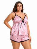 Satin Pajama Set with Lace Trim