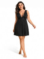 Satin Lace Trim Nightgown