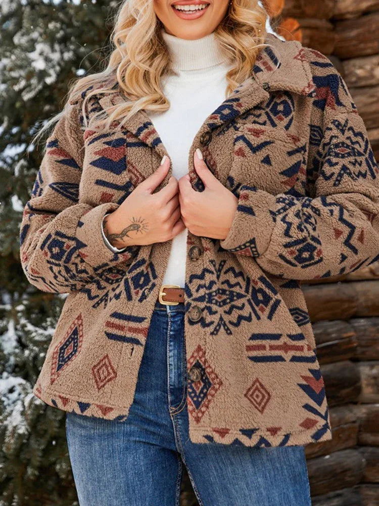 Sedona Vintage Aztec Sherpa Jacket - View 6 | WEUXS