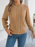 Women's Rust Cable Knit Sweater - WEUXS