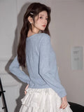 Fitted mock layer knit top with lace trim and bow detail - View 6 | WEUXS