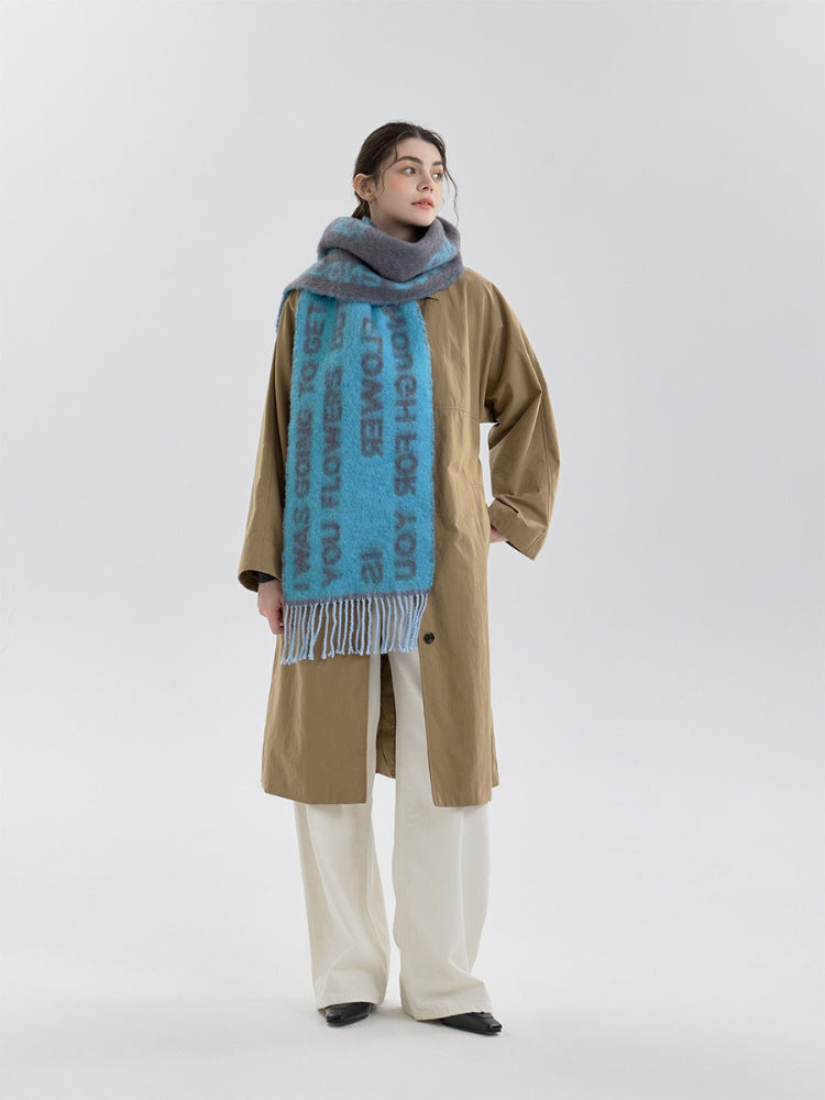 Statement Typography Wool Blend Scarf