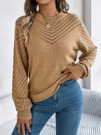 White Hollow Out Pointelle Knit Sweater - WEUXS