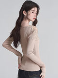 Ribbed knit cardigan with lace trim - View 6 | WEUXS