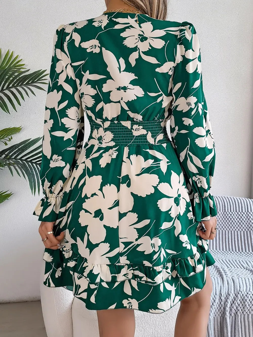 Floral Tie-Front Mini Dress - View 10 | WEUXS
