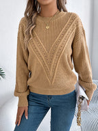White Pointelle Knit Sweater - WEUXS