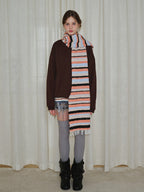 Y2K Grunge Retro Striped Wool Blend Scarf
