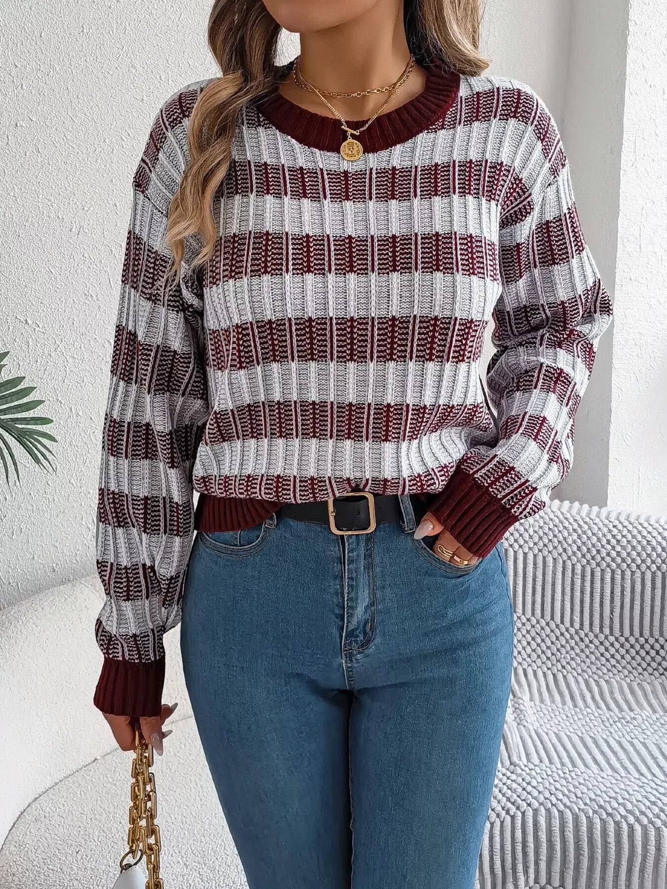 Vintage Lantern Sleeve Knit Sweater - View 15 | WEUXS