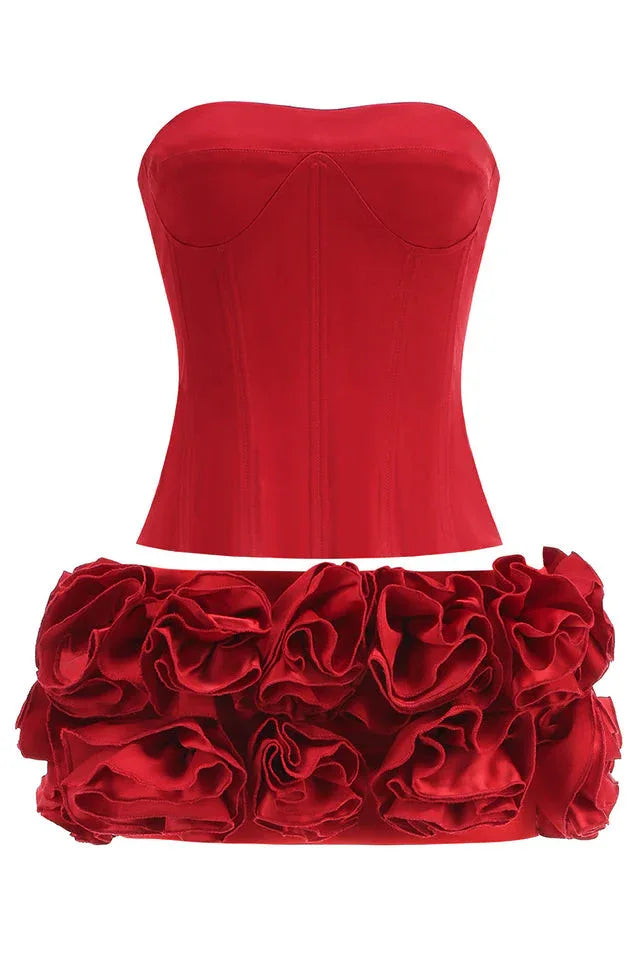 Elegant strapless rosette mini dress - View 29 | WEUXS