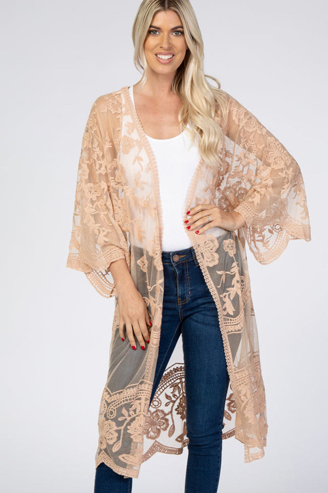 Hollow Out Lace Kimono Cover Up | Dress In Beauty
