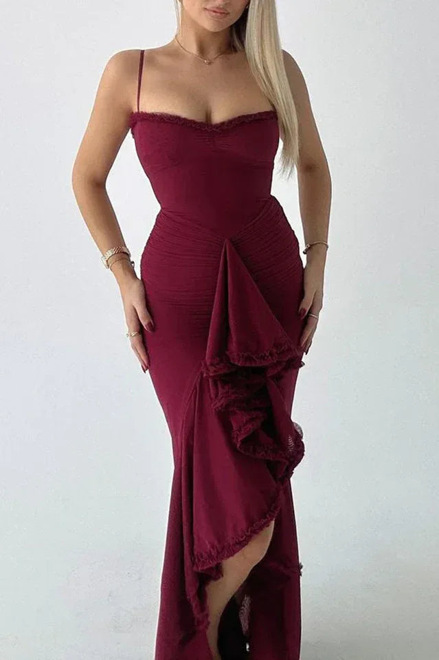 Apricot Ruffled Front Gown - View 21 | WEUXS