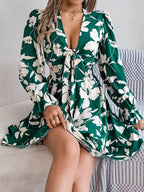 Floral Tie-Front Mini Dress - View 12 | WEUXS