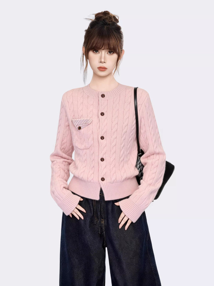 Cable Knit Cardigan with Pocket Detail Secondary image