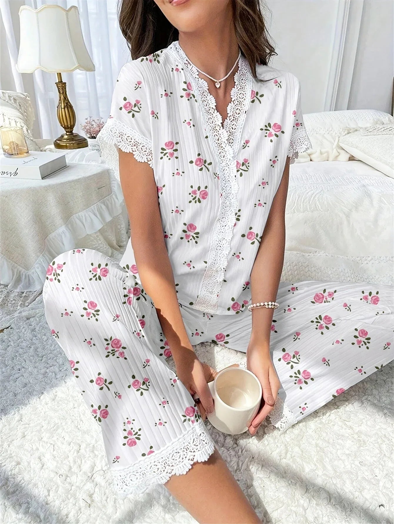 Ribbed Cherry Pajama Set - View 19 | WEUXS
