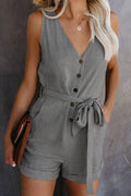 Front Tie Knot Solid Romper | Dress In Beauty