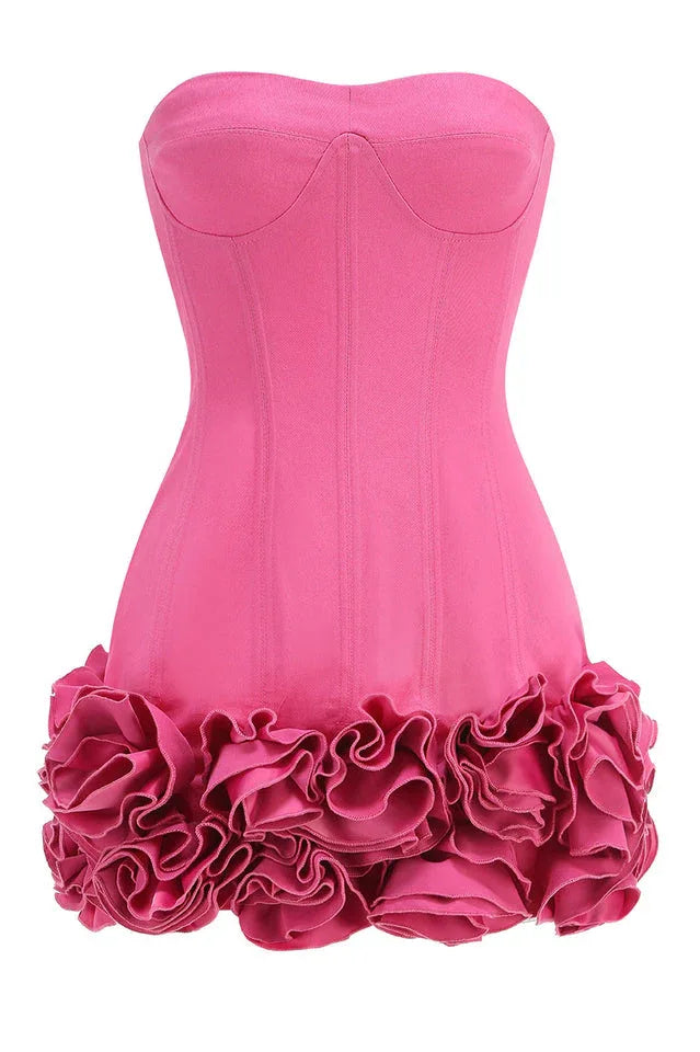 Elegant strapless rosette mini dress - View 25 | WEUXS