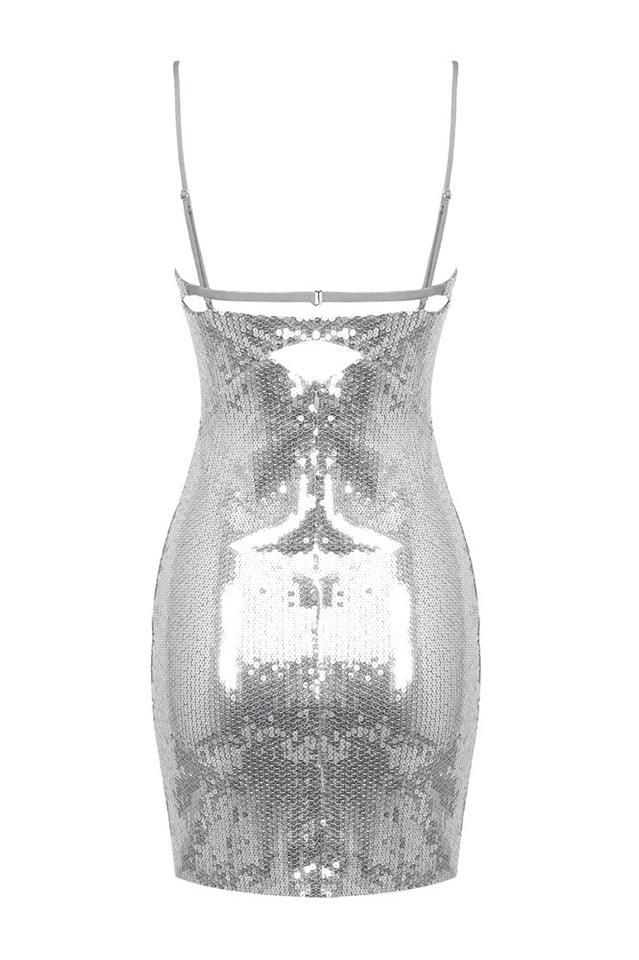 Draped Bra Mini Dress With Double Metal Ring - WEUXS
