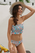 Tropical Print Smocked Bandeau Bikini Set | Dress In Beauty
