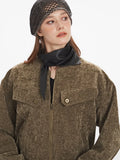 Distressed Velvet Bomber Jacket - View 6 | WEUXS