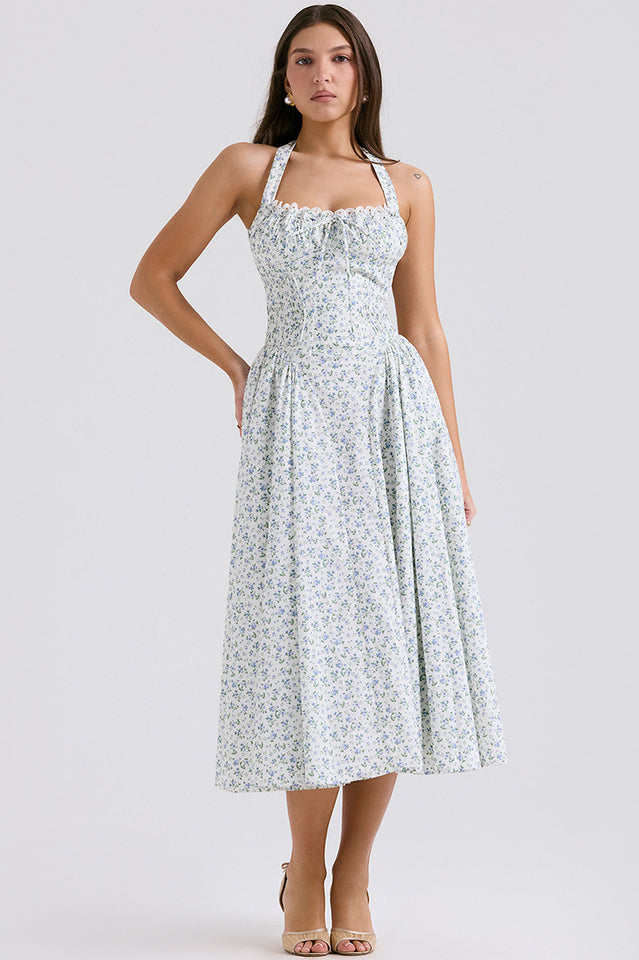 Adabella Cotton Halter Midi Sundress | Dress In Beauty