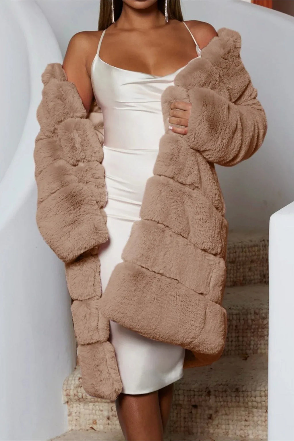 Tiered Faux Fur Coat - View 9 | WEUXS