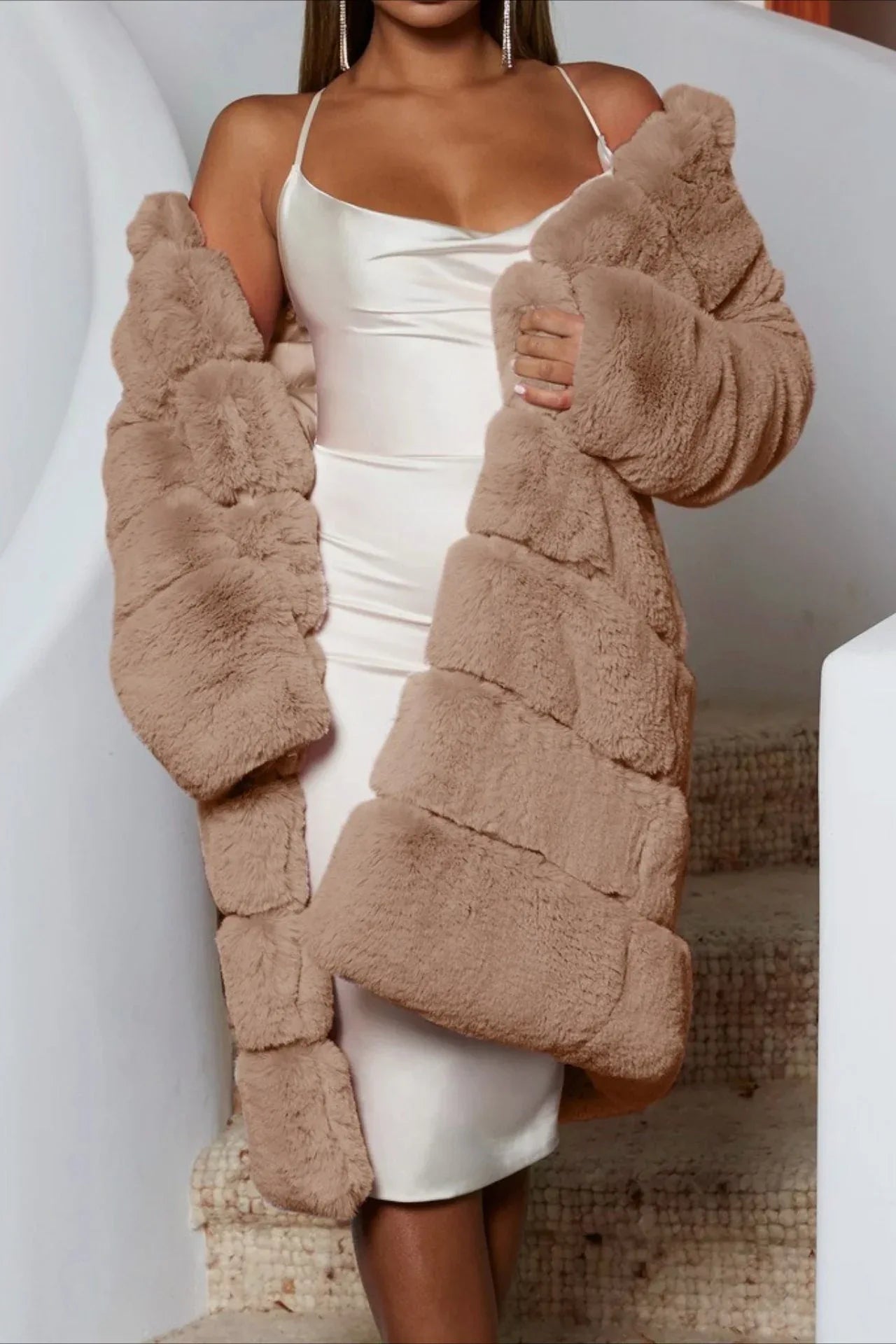 Tiered Faux Fur Coat - View 9 | WEUXS