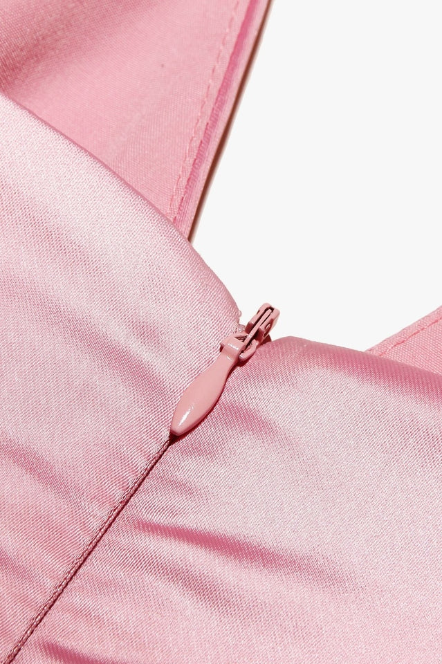 Deep V Neck Cinch Waist Satin Midi Dress | Dress In Beauty