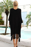 Fringe Trim Dolman Sleeve Openwork Cover Up | Dress In Beauty