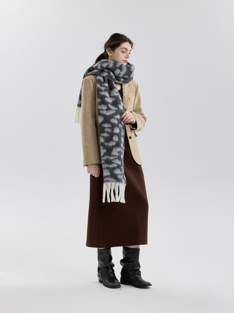 10% Wool Blend Leopard Print Scarf