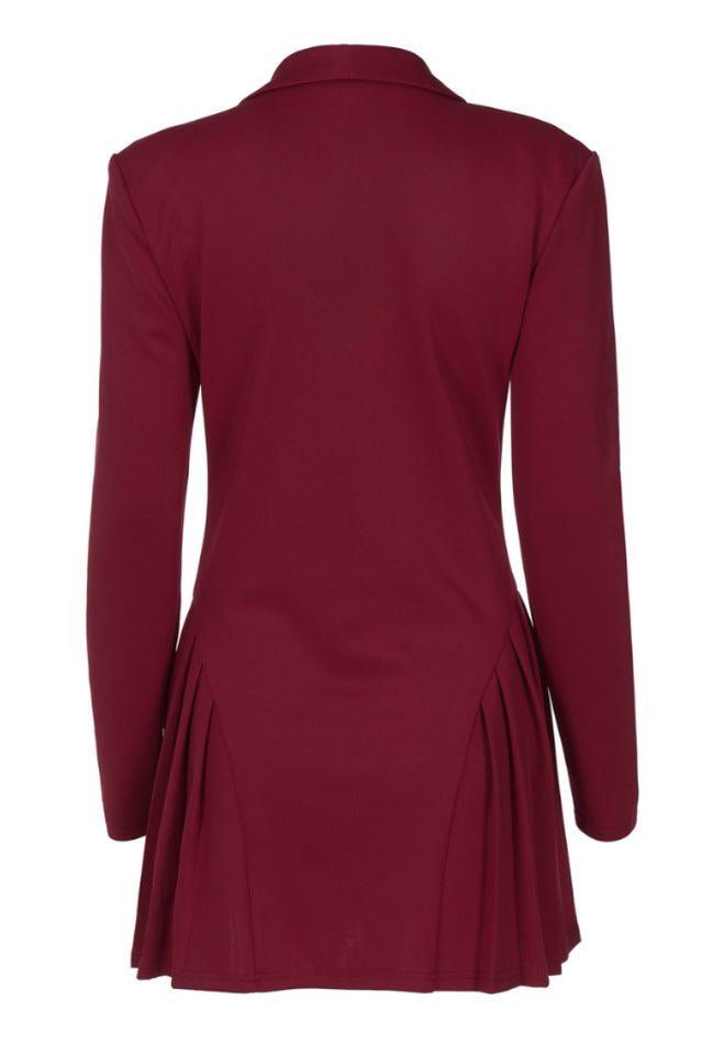 Pleated Sexy V Neck Blazer Dress | Dress In Beauty