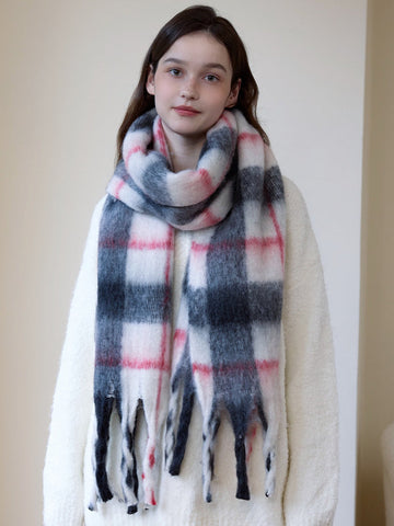 Extra-Long Chunky Plaid Scarf