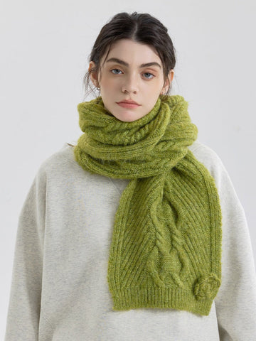 Vintage Rose Cable Knit Scarf