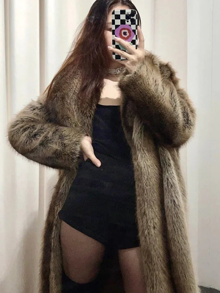 Ultra-Luxe Long Faux Fox Fur Coat - WEUXS