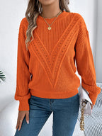 Pointelle knit crew neck sweater - View 11 | WEUXS