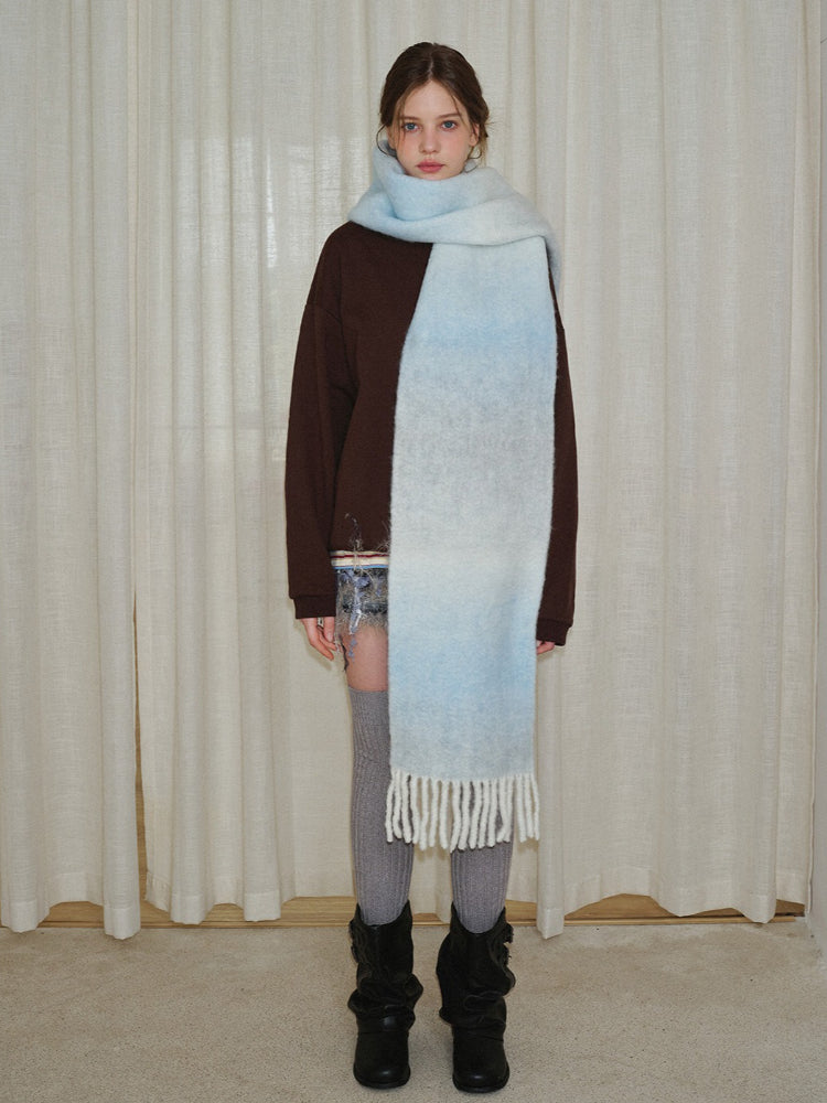 Gradient Wool Blend Scarf - View 9 | WEUXS