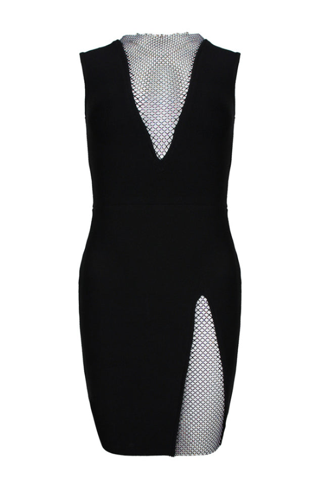 Rhinestone Detail Spliced Dress | Dress In Beauty