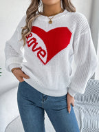 Romantic Pink Heart LOVE Knit Sweater - WEUXS