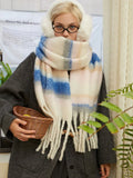 Oversized Block Stripe Knit Scarf - View 12 | WEUXS