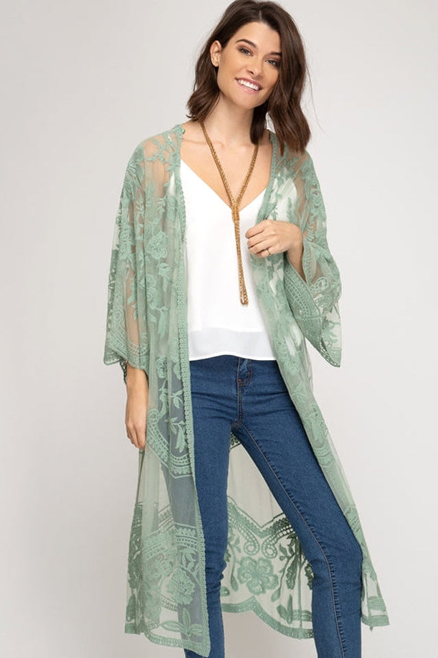 Hollow Out Lace Kimono Cover Up | Dress In Beauty