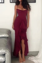 Apricot Ruffled Front Gown - View 26 | WEUXS