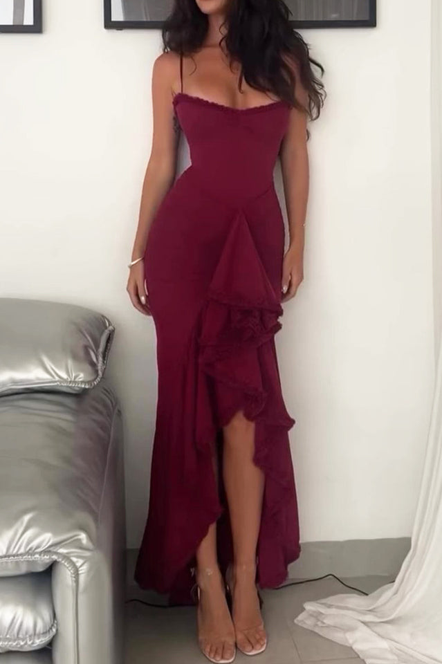 Apricot Ruffled Front Gown | Dress In Beauty