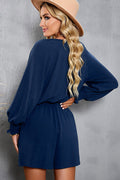 Tied Flounce Sleeve Plunge Romper | Dress In Beauty