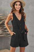 Front Tie Knot Solid Romper | Dress In Beauty